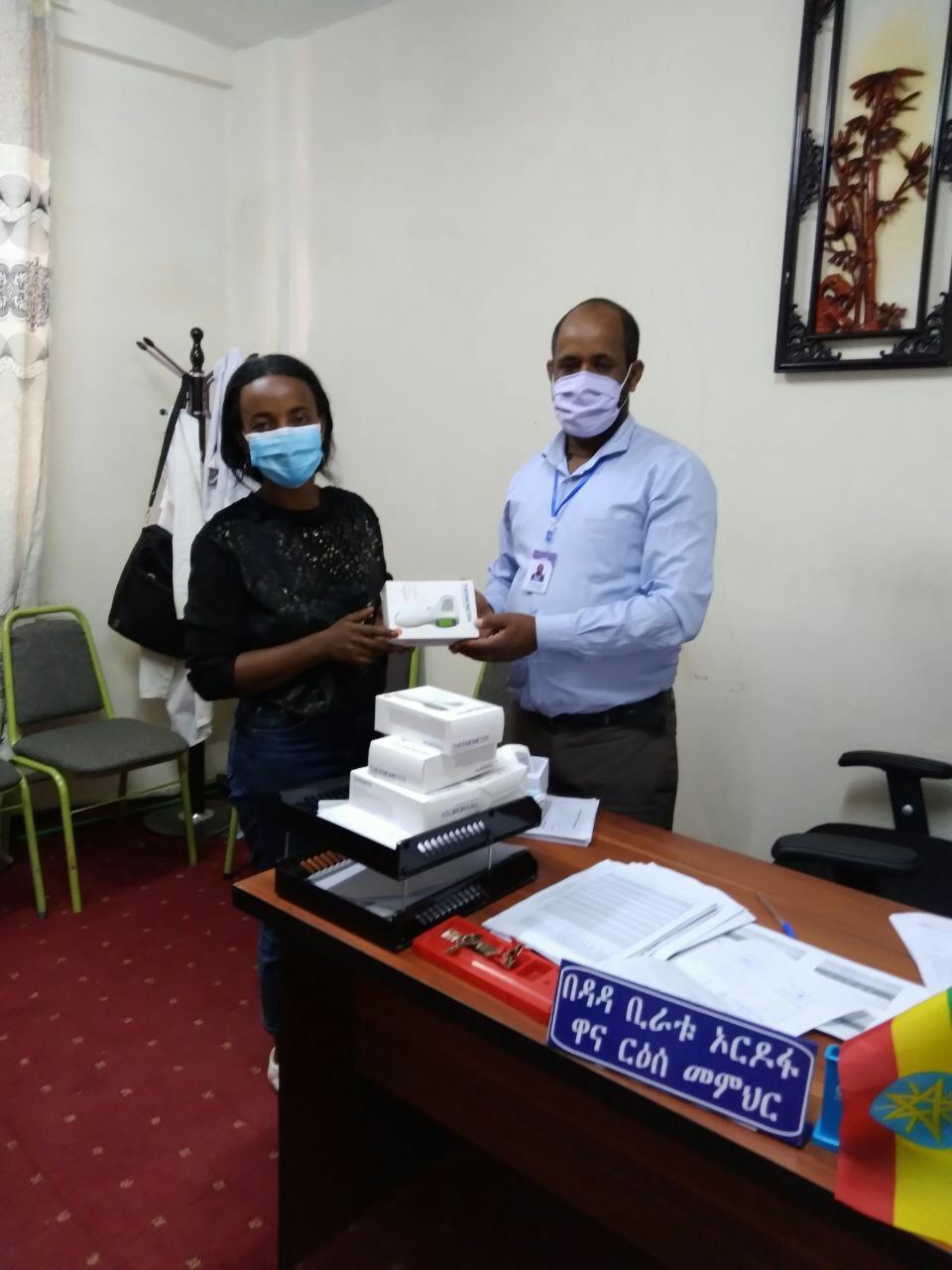 SYGE Hands Over Infrared Thermometer to Sefere Selam Primary School